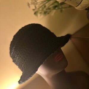 Elegant Black Women's Hat - Crocheted Bucket Hat